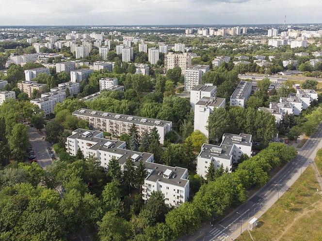  Osiedle Zatrasie na warszawskim Żoliborzu. Widok z powietrza od strony południowo-zachodniej.