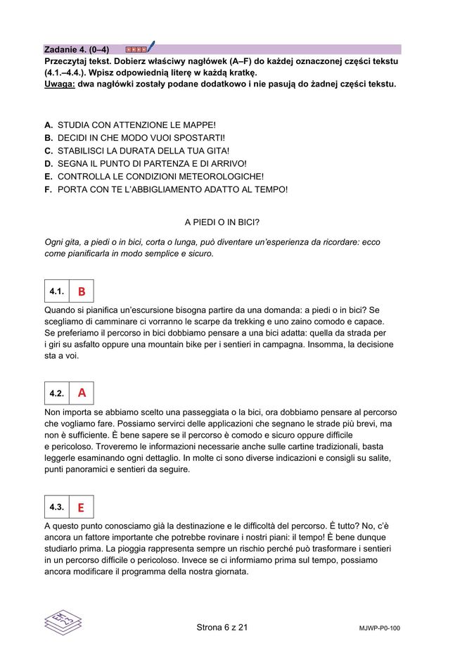 Matura 2025 włoski: ODPOWIEDZI do wszystkich zadań, gotowe rozwiązania matury z włoskiego - Formuła 2023 [7.05.2025]	