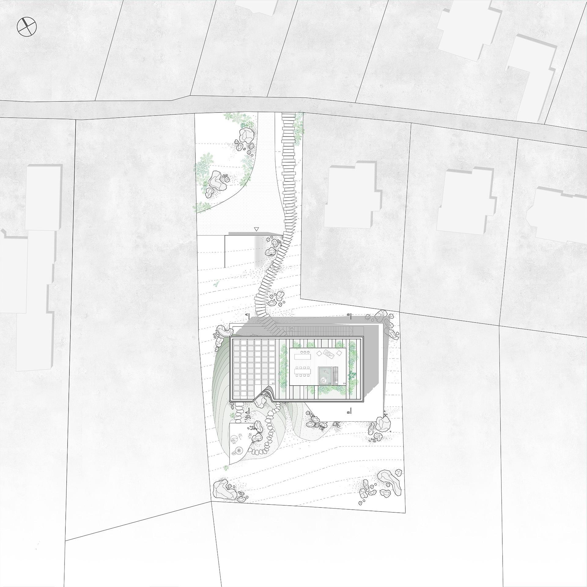 Dom z grotą, proj. BXB Studio