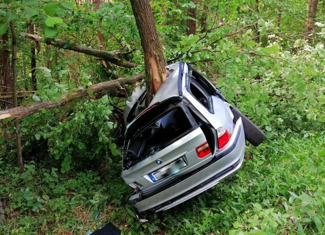 Samochód BMW owinął się wokół drzewa! [ZDJĘCIA]