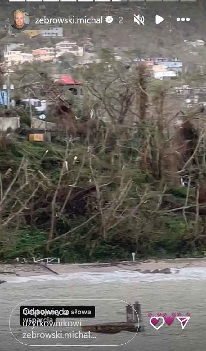 Michał Żebrowski pokazał oko cyklonu! Potworne zniszczenia po Melissie