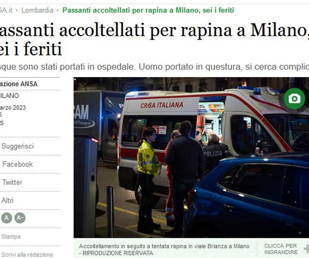 Włochy. Sześć osób ugodzonych nożami w rejonie dworca w Mediolanie