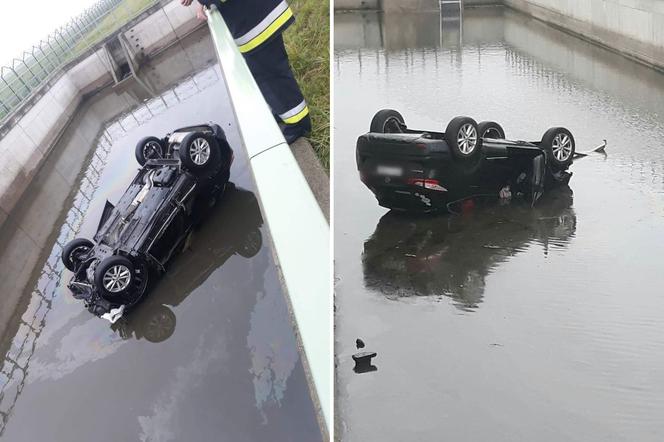 Wypadek na A4 w kierunku Krakowa TERAZ: Auto RUNĘŁO do wody, są POSZKODOWANI! [ZDJĘCIA]