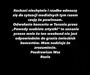 Roksana Węgiel wydała oświadczenie. To dlatego nagle odwołała koncert 