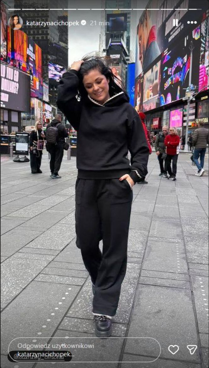 Katarzyna cichopek dopinguje męża na Maratonie Nowojorskim