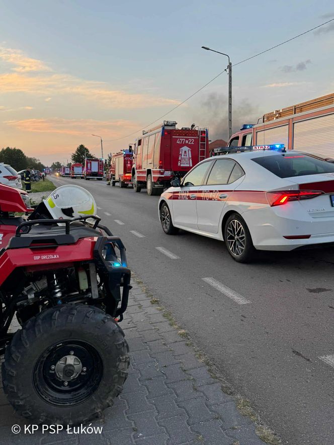 Pożar bazy transportowej w miejscowości Ławki w gminie Łuków