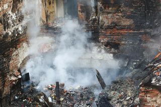 Zawalona kamienica w centrum Cieszyna przy ul. Głębokiej