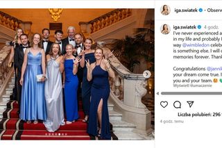 Iga Świątek z zespołem na Balu Mistrzów Wimbledonu
