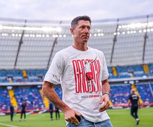 Robert Lewandowski na meczu Polska - Mołdawia