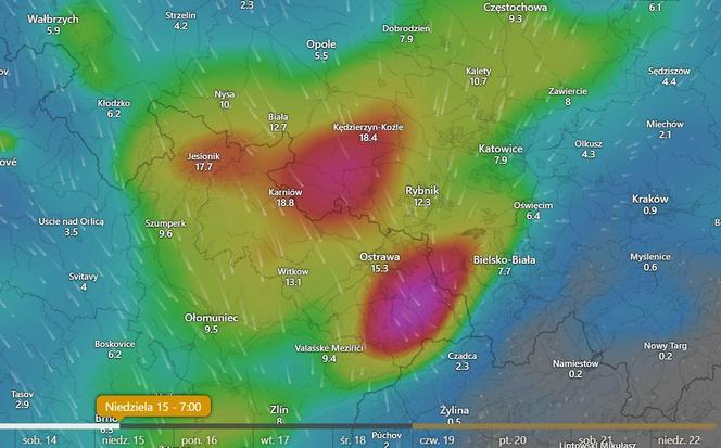 Niż genueński. Prognozowane opady deszczu na południu Polski