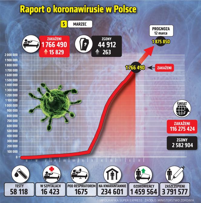 koronawirus w Polsce wykresy wirus Polska 1 5 3 2021