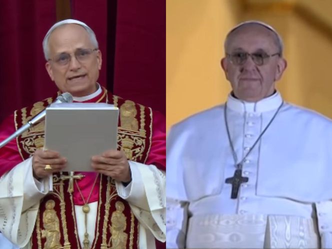Papieże Leon XIV i Franciszek w dniu wyboru 