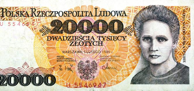 Polska PRL 20 000 Złotych 1989 - Maria Skłodowska-Curie 