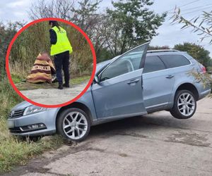 Pijany kierowca zawisł nad jezdnią i dalej już nie pojechał. Trzeba było zabrać mu kluczyki