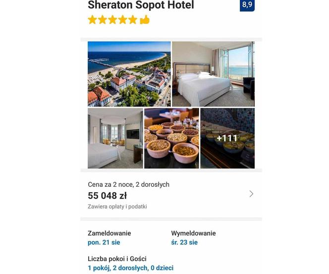 rezerwacja pokoju Sheraton Sopot