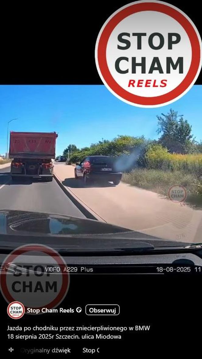 Spieszyło mu się, więc zrobił coś głupiego. Szaleniec w BMW pędził chodnikiem!