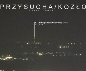 Radiowo-Telewizyjne Centrum Nadawcze w Kozłowcu widziane z Warszawy