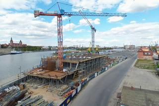 Budowa Morskiego Centrum Nauki w Szczecinie - kwiecień 2020