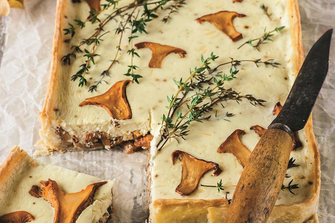 Quiche z grzybów, szynki i parmezanu