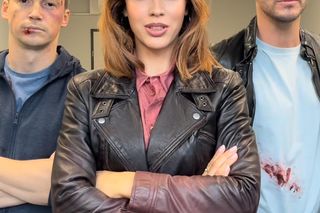 M jak miłość. Kama (Michalina Sosna), Marcin (Mikołaj Roznerski), Jakub Karski (Krzysztof Kwiatkowski)