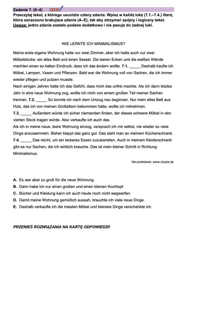 Arkusze egzaminacyjne matura niemiecki 2025.