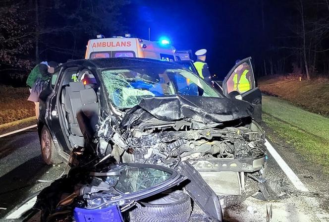 Lubuskie: Groźny wypadek w Wołogoszczu. Dwa samochody zderzyły się czołowo [ZDJĘCIA]