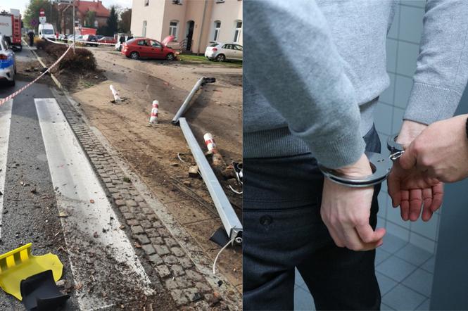 Policyjny pościg ulicami Grudziądza! Uciekający kierowca rozbił się na sygnalizatorze świetlnym
