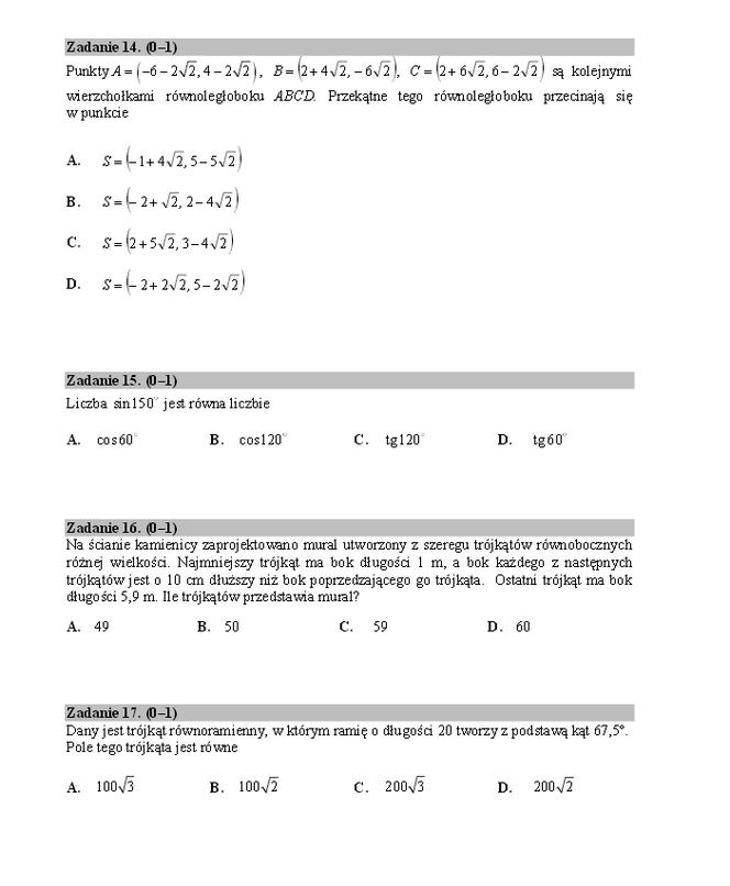 matura próbna 2014 CKE matematyka 4