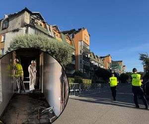 Tak wygląda blok w Ząbkach po pożarze. Policjanci pokazali zdjęcia ze środka