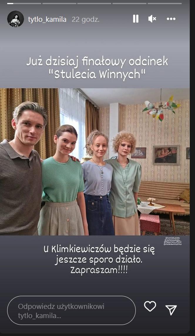 Stulecie Winnych 4 sezon na planie. Ula (Kamila Tytło), Tomek (Filip Gurłacz), Basia (Kamila Bujalska), Julia "Jula" (Maja Kowalska)