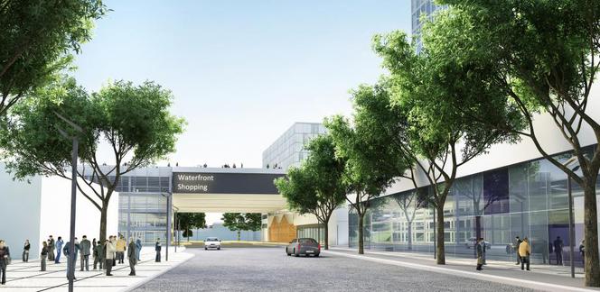 Nowa inwestycja Gdynia Waterfront – wizualizacja wjazdu do kompleksu