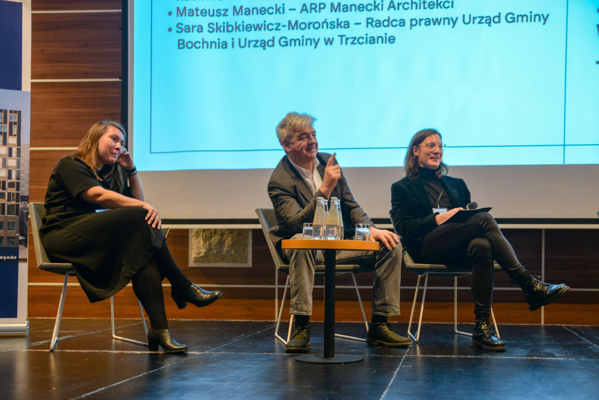 Panel I. Od lewej Agnieszka Sanecka, Kazimierz Łatak, Marek Sanecki