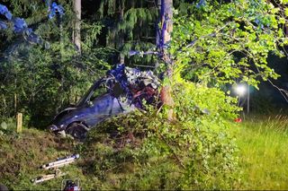 Kierowca seata nie żyje. Auto roztrzaskało się na drzewie. Tragiczny wypadek na DK 65