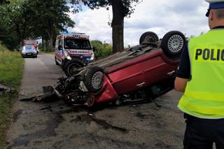 Strącał pająka z szyby. Zaliczył drzewo i niebezpieczne dachowanie