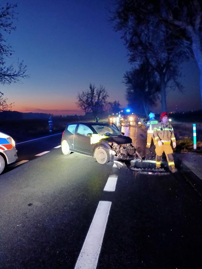 Jedna osoba w szpitalu po porannym wypadku pod Lesznem 