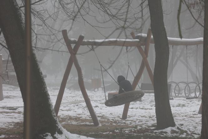 Park Ludowy w Lublinie skąpany we mgle