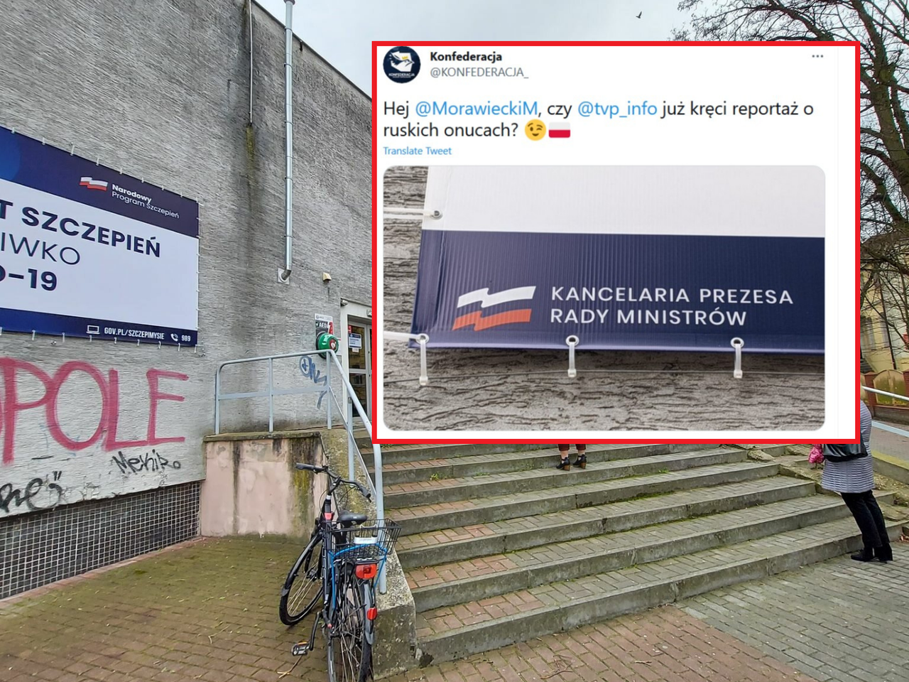 Ale wpadka! Punkt szczepień w Opolu wywiesił flagę Rosji