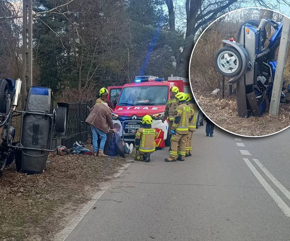 Jechali motocyklem z koszem. Uderzyli w betonowy słup. Pilna akcja służb