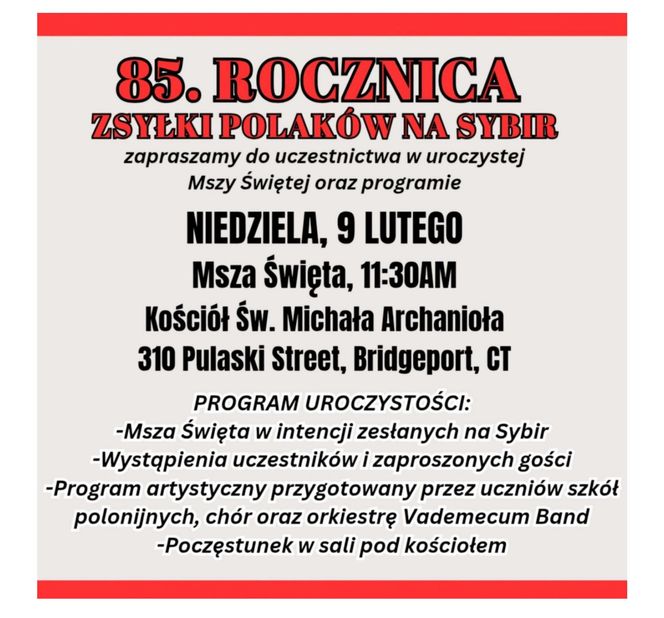 85. Rocznica zsyłki na Sybir w Connecticut