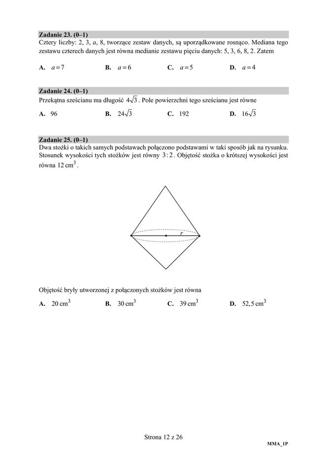 ARKUSZE CKE - Matura matematyka - poziom podstawowy 9.06.2020