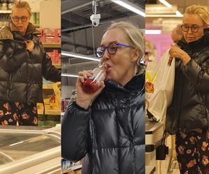 Agata Młynarska zadała szyku w supermarkecie. Kurtka za 8 tys. zł, spodnie w misie. Jajka i sok pomidorowy na miejscu. DUŻO ZDJĘĆ