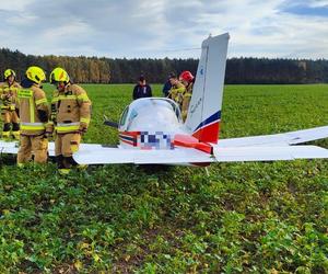 Pilot małego samolotu lądował awaryjnie na polu koło Leszna