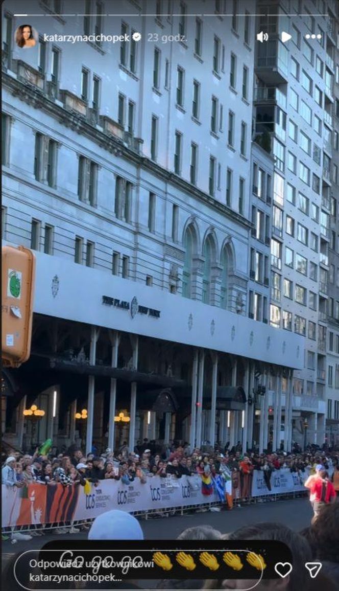 Katarzyna cichopek dopinguje męża na Maratonie Nowojorskim