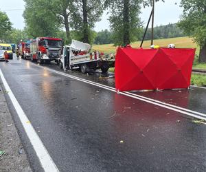 Drzewo spadło na busa służby drogowej. 56-latek nie żyje, cztery osoby ranne