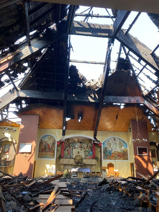 Spalony kościół w Sosnowcu