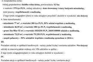 15 Oświadczenie majątkowe wiceprezydenta Wojciecha Rosickiego