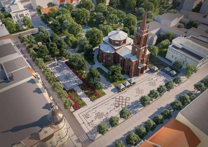 Plac Wolności to ciągle plac budowy. Przed kościołem mają być jak najlepsze warunki do handlu kwiatami [WIZUALIZACJE, ZDJĘCIA]