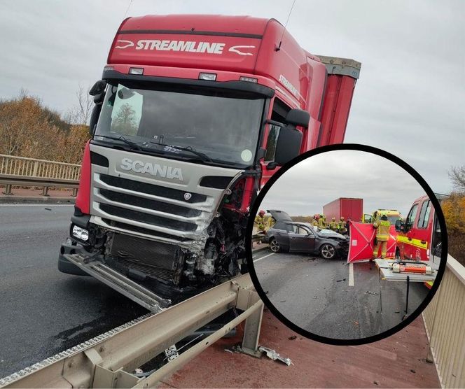 Wyszogród: Tragiczny wypadek na moście. Audi zmiażdżone przez Scanię. Kierowca nie miał szans