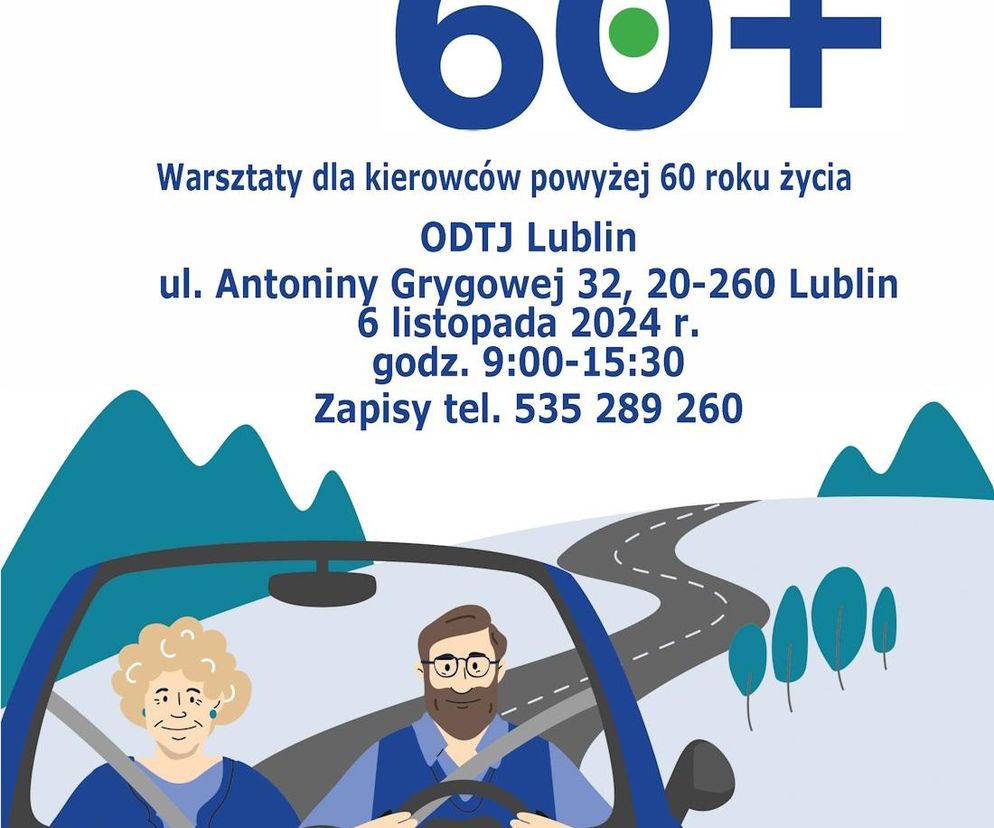 Plakat promujący warsztaty Bezpieczni 60+