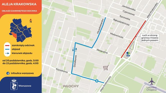 Do Raszyna jednym pasem. Mapka z objazdami.